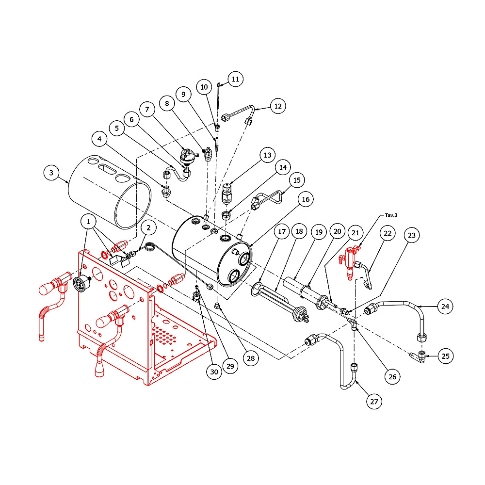 Explosionszeichnung Bezzera Luce Kessel bis 06.10.2025