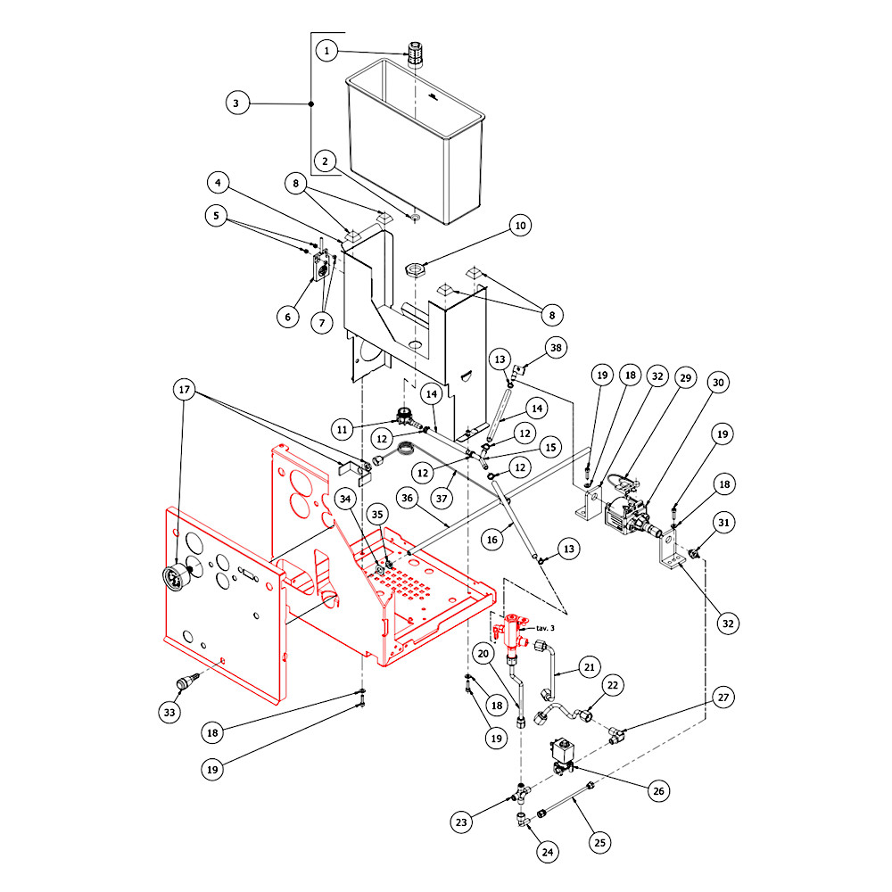 Explosionszeichnung Bezzera Luce Tank / Pumpe PID