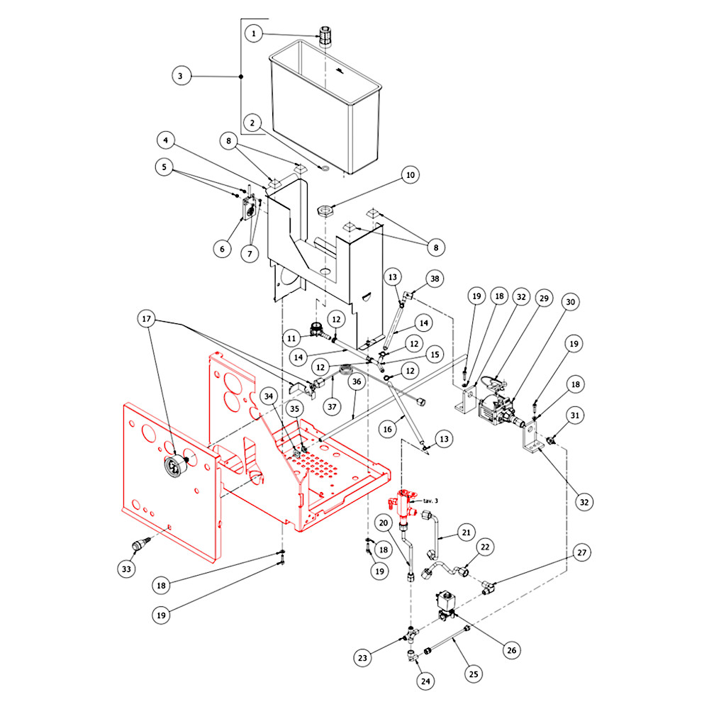 Explosionszeichnung Bezzera Luce Tank / Pumpe