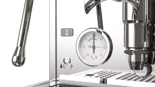 Manometer und LED-Anzeige der Rocket Espresso Giotto Fast.