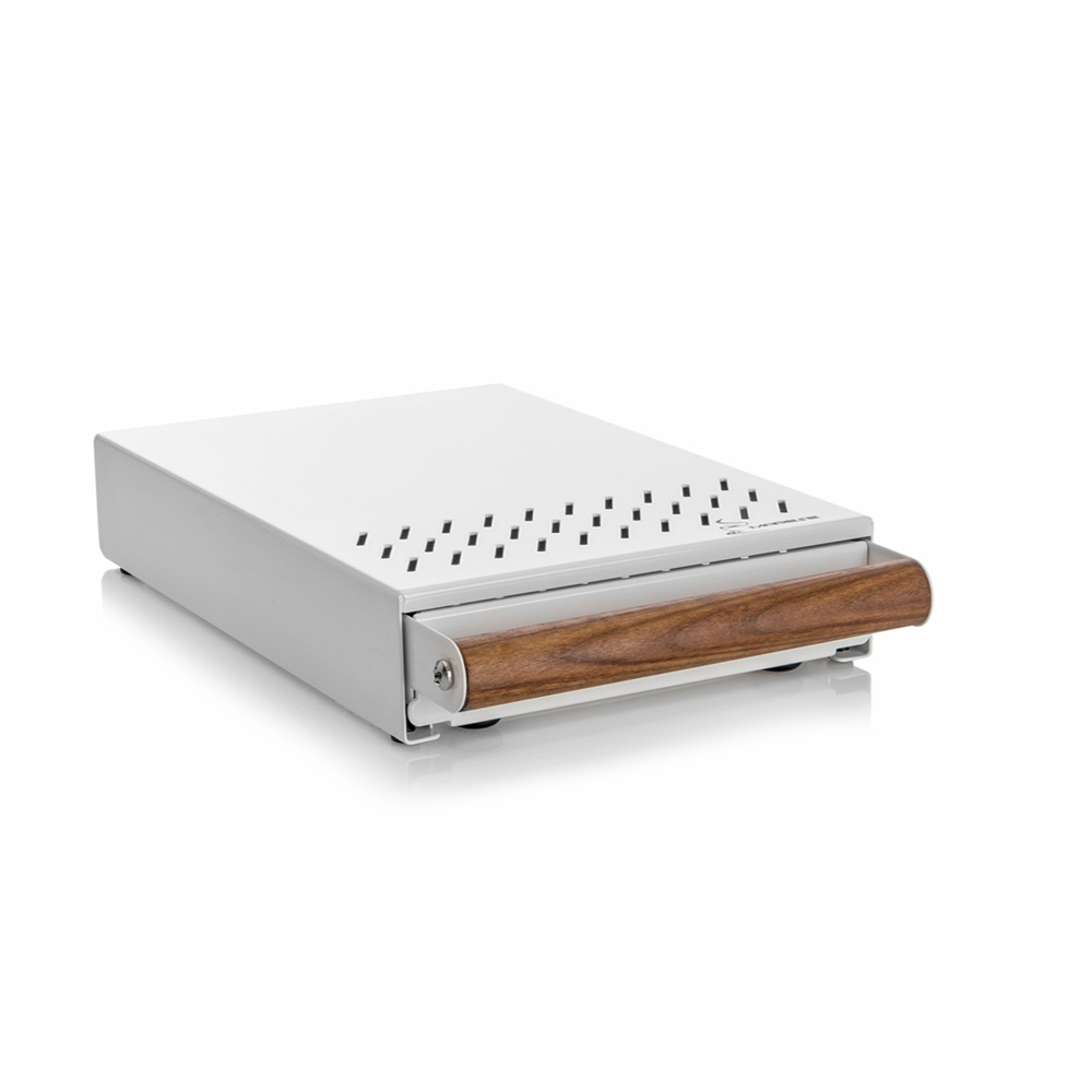 Marese Sudschublade slim weiss Nussholzgriff Marese Sudschublade slim weiss Nussholzgriff