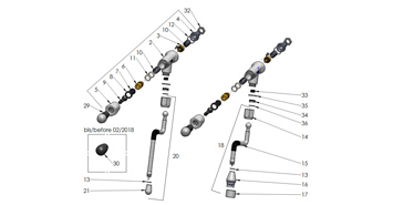 Siebträger-Explosionszeichnungen