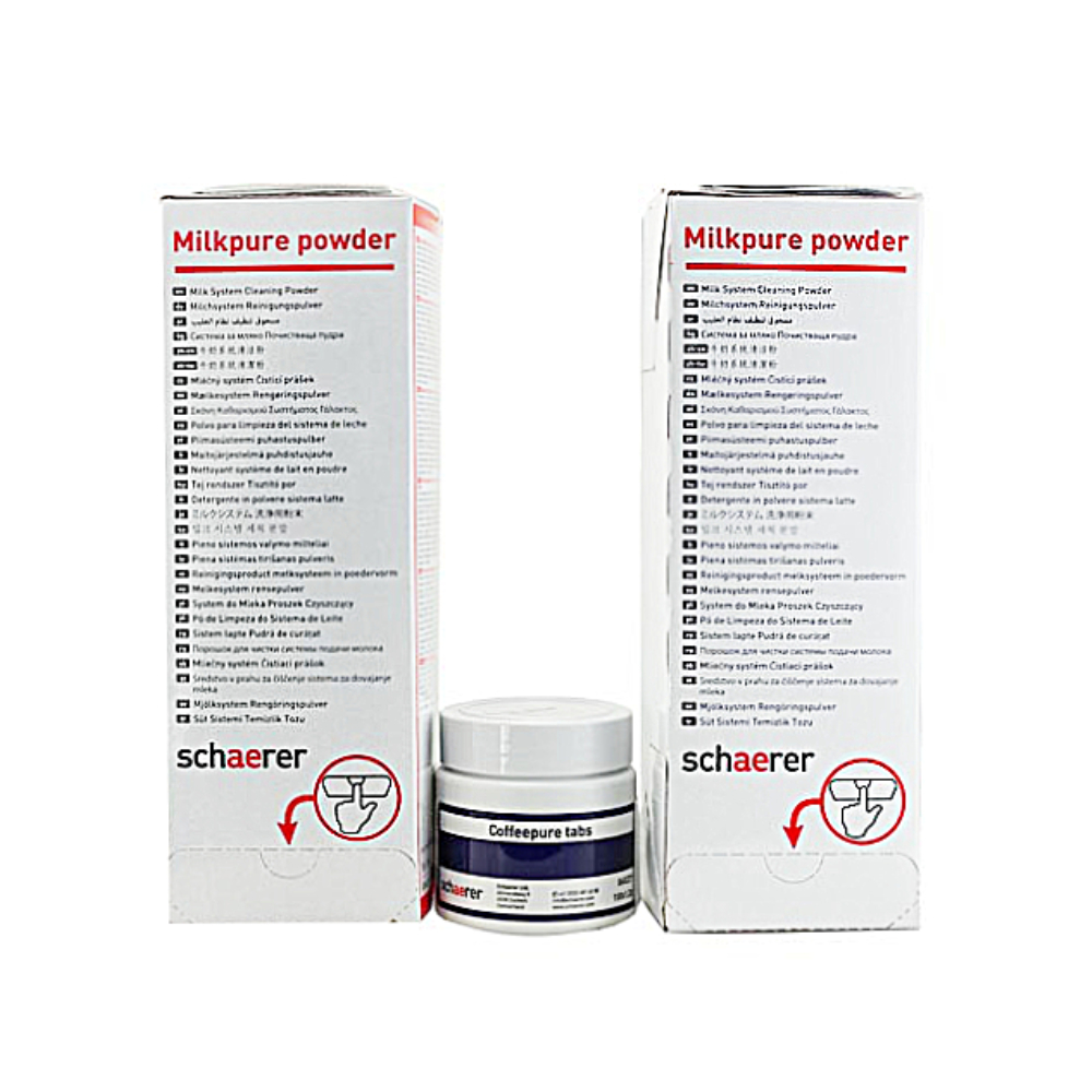 Schaerer milkpure powder 2 boxen & coffeepure tab